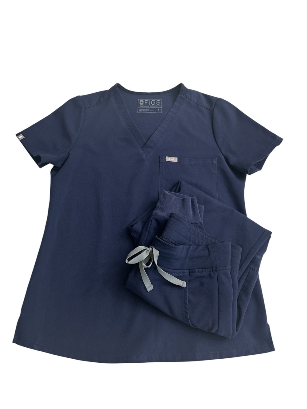 FIGS Women's Scrub Set - Catarina Top&Zamora Jogger Pants Navy Blue - Small